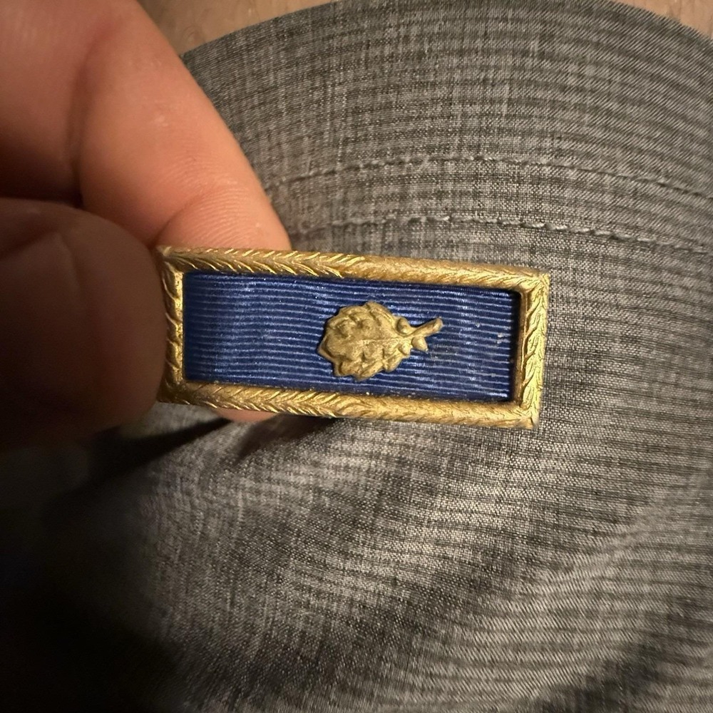 Vintage US Army Overseas Service Ribbon Bar Gold Oak Leaf Cluster Military Pin